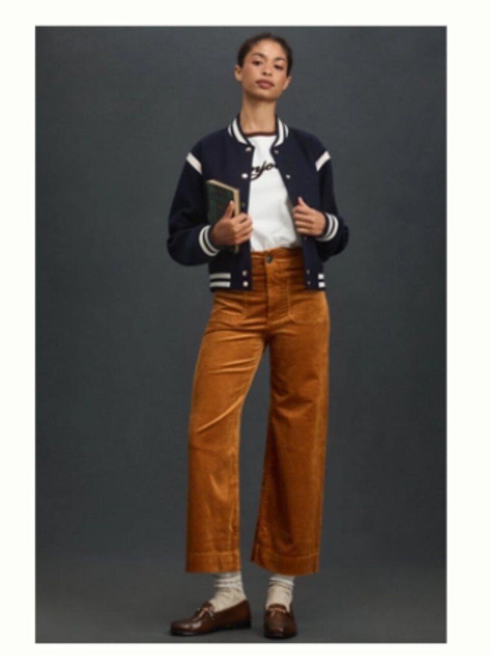 The Colette Corduroy Crop Wide-Leg Pants Maeve Caramel Anthropologie 32 Tall NEW